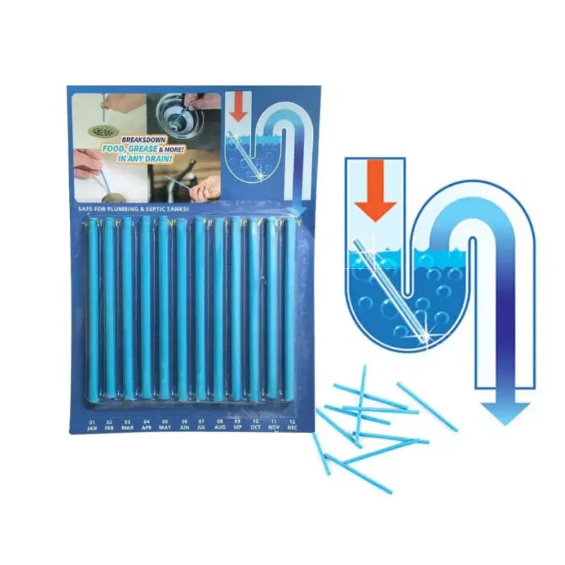 (✨Hot Sale Now)12/set Pipe Cleaning Sticks Oil Decontamination Kitchen Toilet Bathtub Drain Cleaneer.